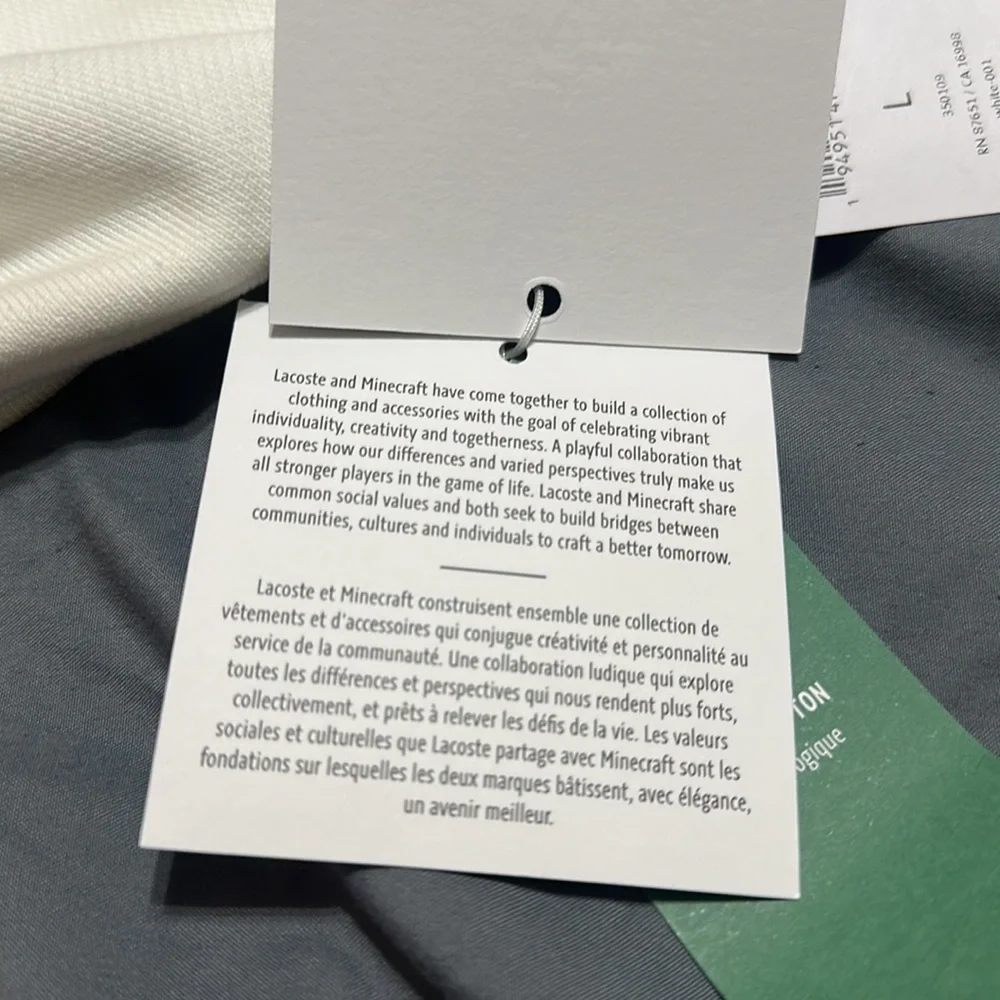 NWT Unisex Lacoste Minecraft white hoodie - Picture 9 of 12